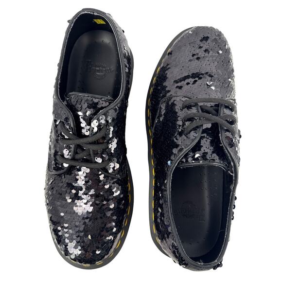 Dr. Martens 1461 Oxford Shoes Sequins  Women's 8 EU39 Black Silver 3 Eye RARE - Picture 5 of 12